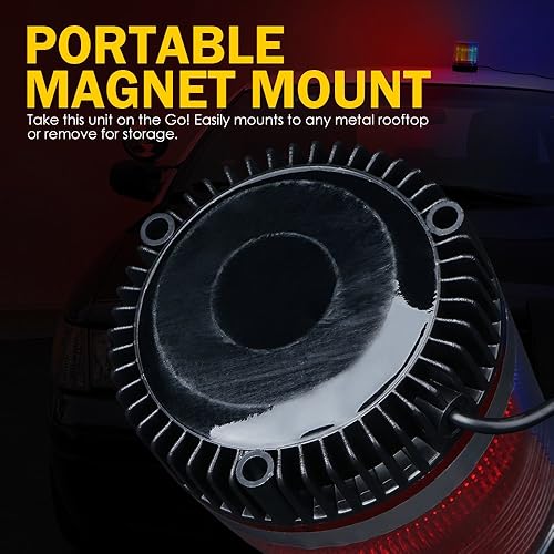 Miniatura 4 de Xprite - Luz de baliza LED roja y azul con base magnética, luces intermitentes de seguridad y advertencia para vehículos de la ley, montacargas,