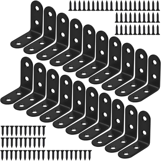 HQdeal 20 sztuk łączników kątowych ze stali nierdzewnej, wsporniki kątowe 90 stopni, 40 x 40 mm, metalowe wsporniki regałowe, uchwyt kątowy w kształcie litery L, wsporniki narożne, klamra do mebli z 80