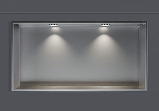 BERNSTEIN® Wandnische aus Edelstahl NT206010X mit LED-Beleuchtung– 20 x 60 x 10 cm – Duschablage für Bad-Utensilien – Duschnische Edelstahl gebürstet mit Rahmen LED-Einbaurahmen in Chrom