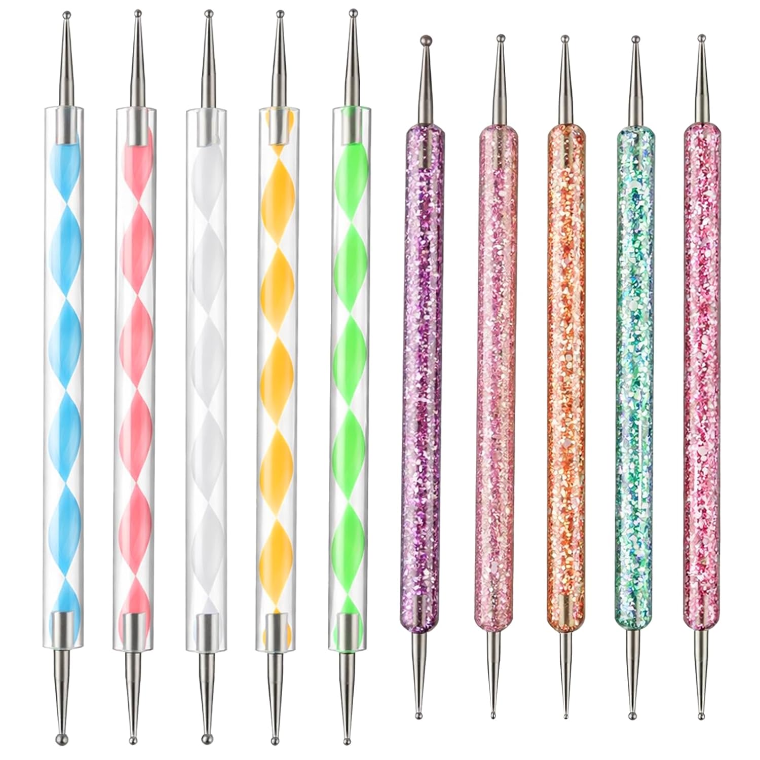 10 Pcs Dotting Tools for Nail Art Ball Tip Clay Tools Sculpting Stylus Embossing Pen Tool for Drawing Painting Nail Art Dot Paint Manicure Tool