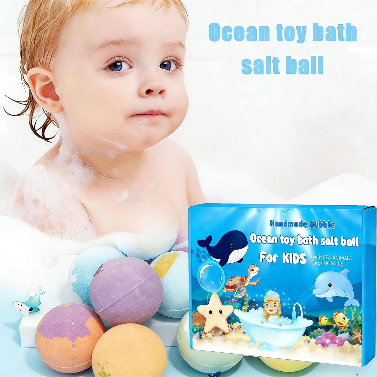 Bath Bombs with Surprise Inside, 12-Pack Natural Colorful Bubble Fizzies, Organic Skin-Friendly Bathing Bath, Fun Animal Themed Bath Bombs Birthday Gift (B)
