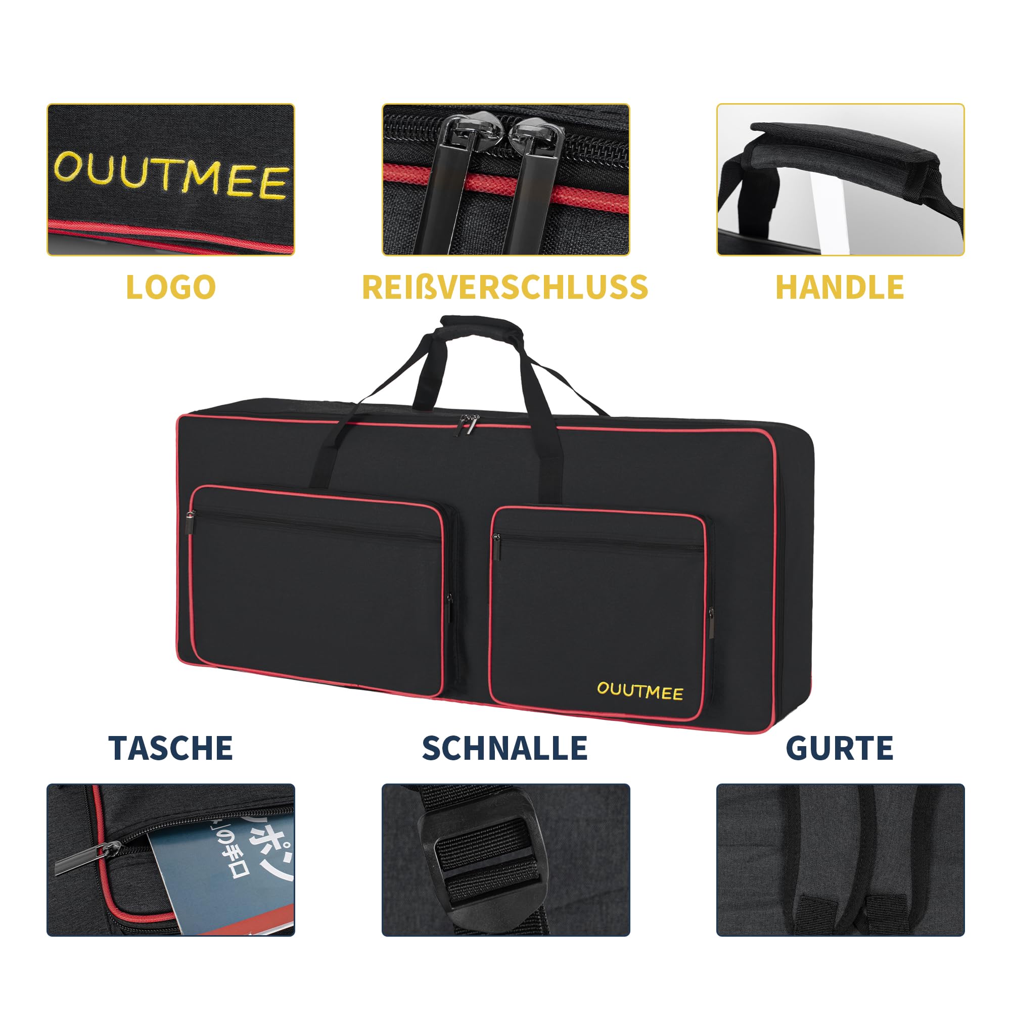 Sac de transport Oxford 600D noir 61 notes piano électronique résistant aux chocs imperméable 4 coins