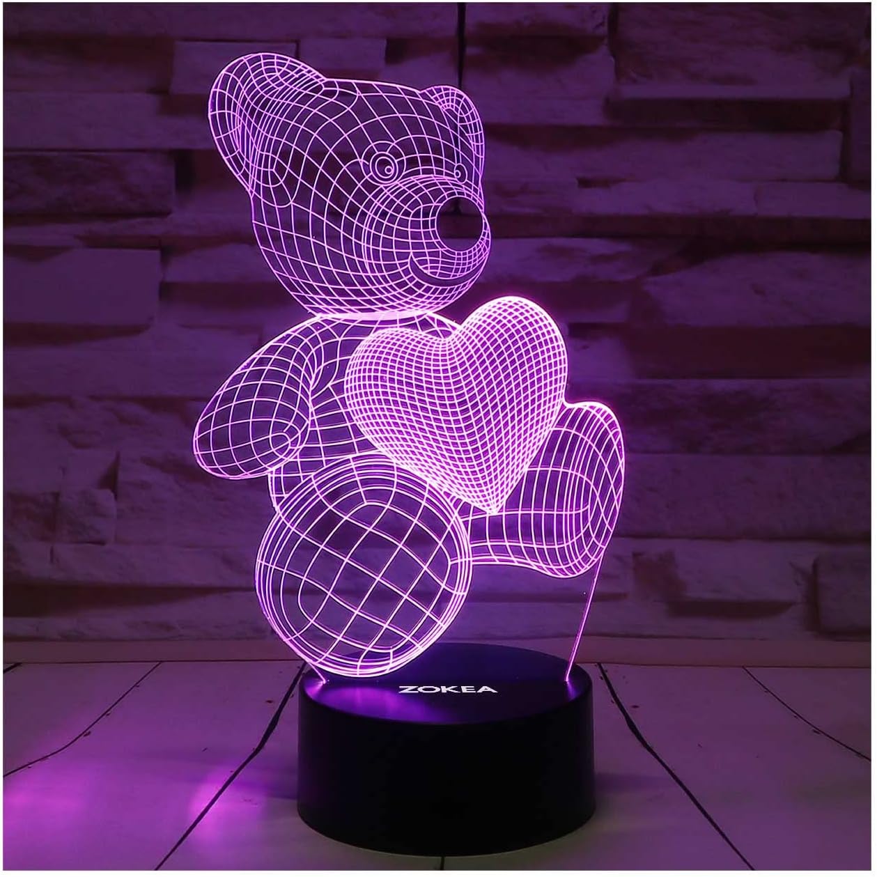 ZOKEA Night Light 3D lamp 7 Colors Changing Nightlight with Smart Touch & Remote Control 3D Night Light for Kids or as Gifts for Women Kids Girls Boys (Teddy Bear)