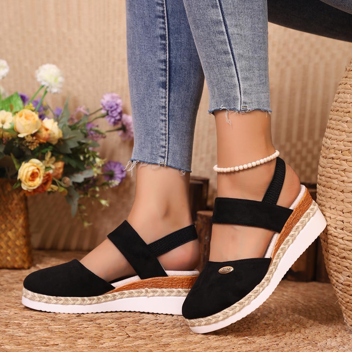 Closed Toe Wedge Sandals For Women 2026 Platform Espadrilles With Adjustable Ankle Strap Anti-Slip Wedge Sandals Wide Width Comfortable Espadrilles Casual Platform Slingback Casual Dressy Summer Shoes - Image 2