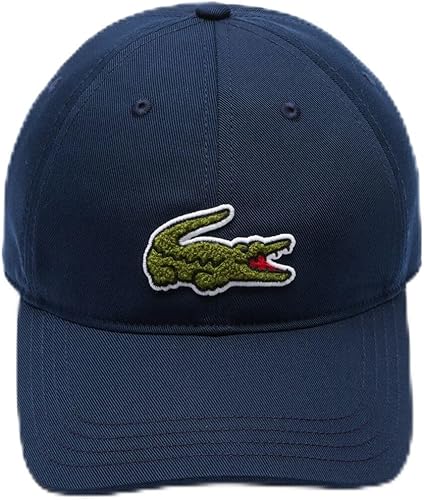 Lacoste Gorra unisex de sarga de algodón con diseño de cocodrilo, talla única, azul marino