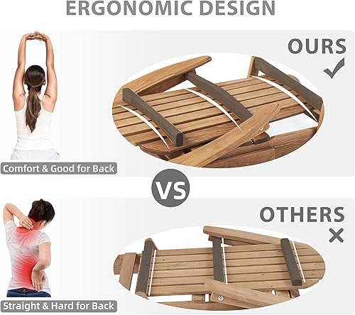 Miniatura 6 de Juego de 2 sillas Adirondack plegables de madera para exteriores con respaldo premontado, silla de patio de madera para jardín, patio trasero,