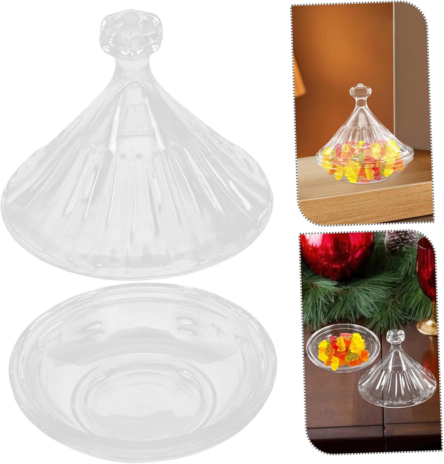Glass Candy Pot with Lid Fruit Storage Xmas for Family Gatherings