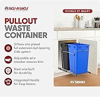 Vista 2 de Rev-A-Shelf Bote de basura extraíble para armarios de cocina, contenedor de reciclaje de basura de 27 cuartos de galón con rieles de extensión