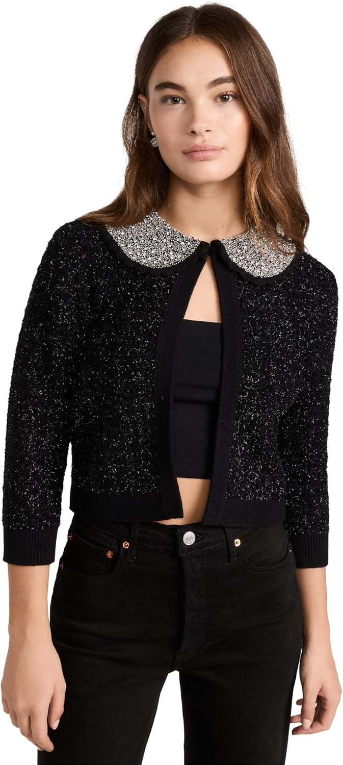 Alice + Olivia Akira Cardi texturizado con cristales adornados para mujer