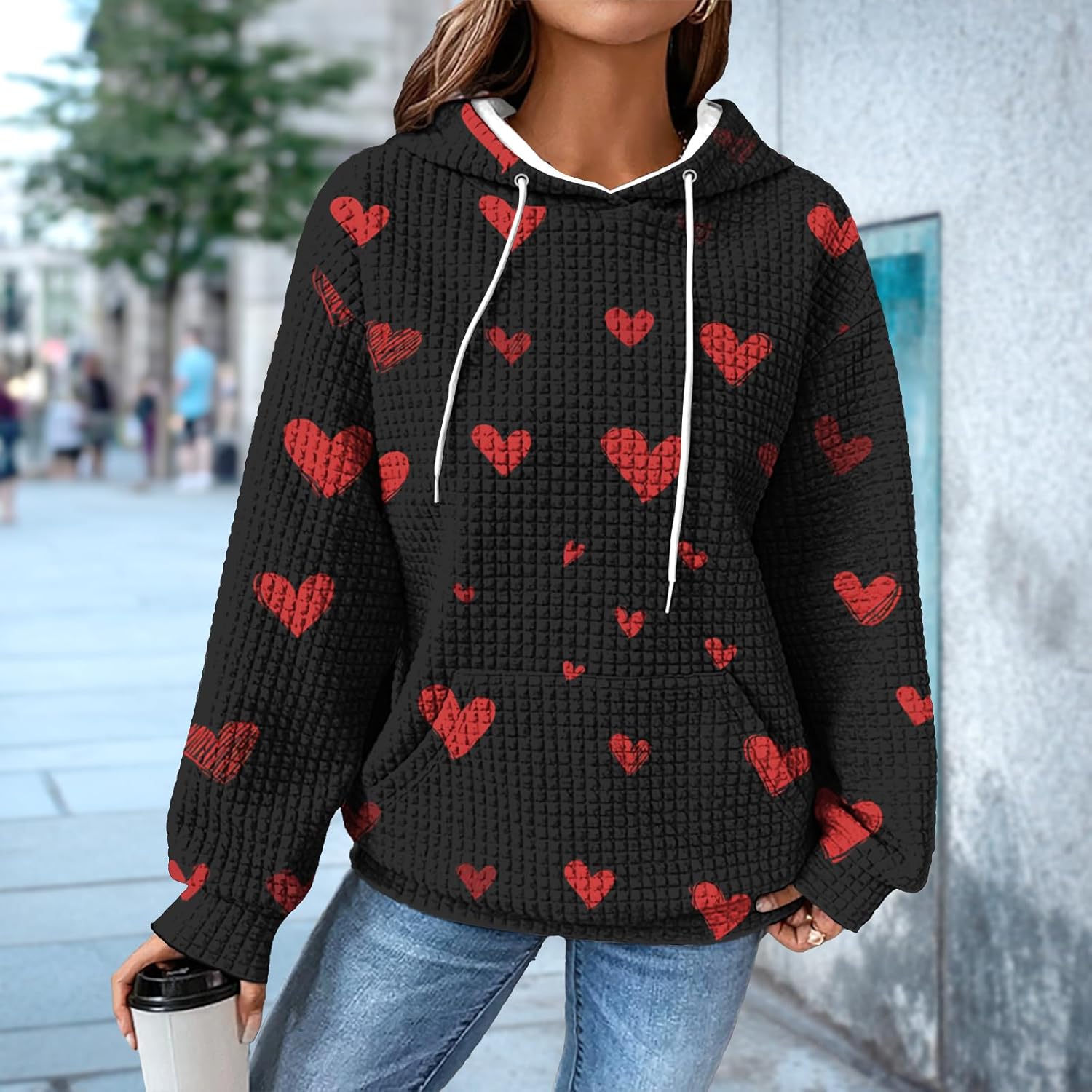 Graphic Sweatshirts for Women Fashion Retro Print Long Sleeve Drawstring Crewneck Comfy Winter Outfits 2025 - Image 2