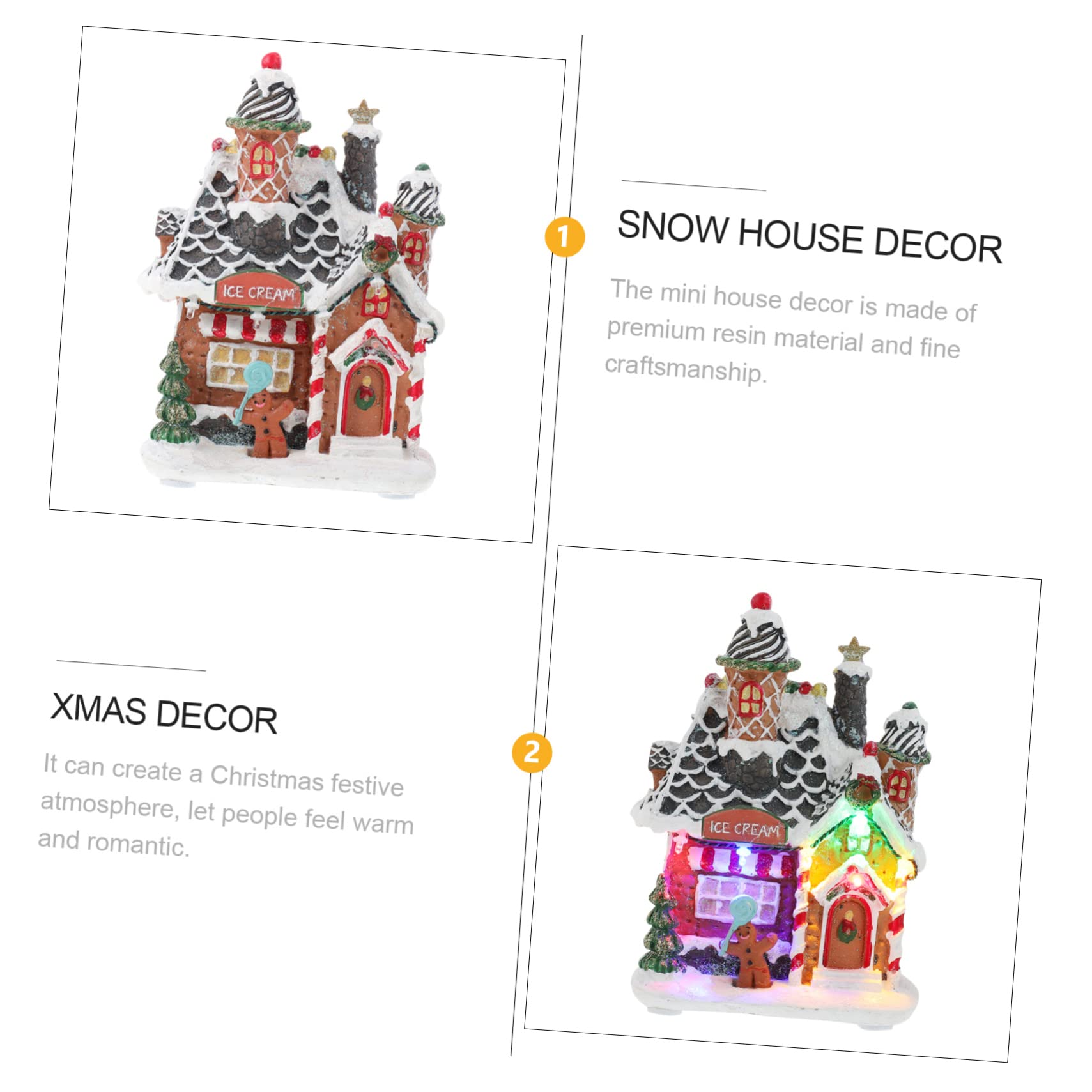 Casa Luminosa in Resina Artigianale Natalizia Led, Decorazione Natalizia Da Tavolo Casa Di Neve Adornata, Ornamento Luminoso Per Atmosfera Festiva e Spazio Familiare