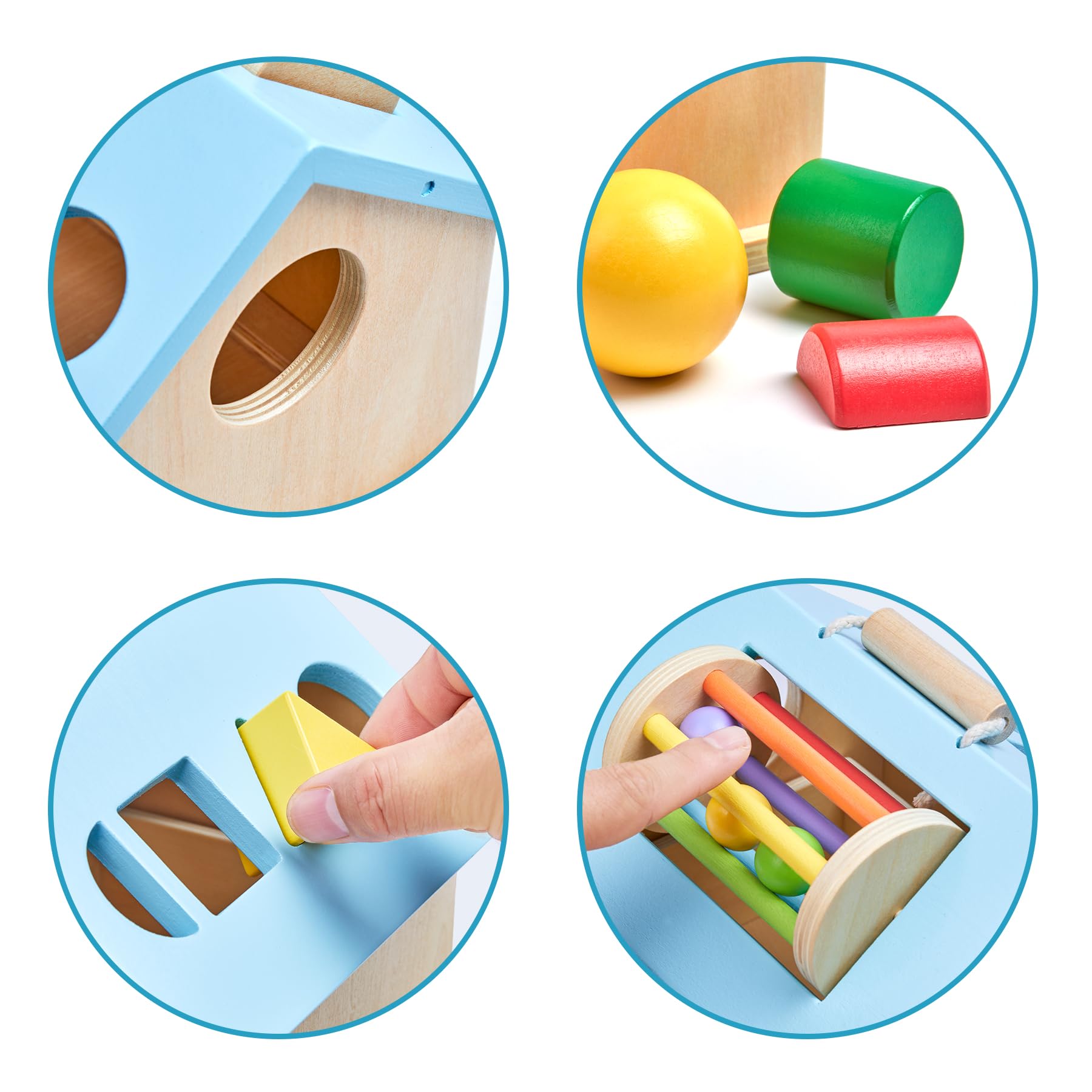Montessori Toys for 1 2 3 Years Old Boys and Girls 5 in 1 Wooden Baby Drop Toys,Woode Shape Sorting and Stacking Learning Toys for Toddlers Wooden Toy for Kids Age 12 Months Gift for Baby - Image 3