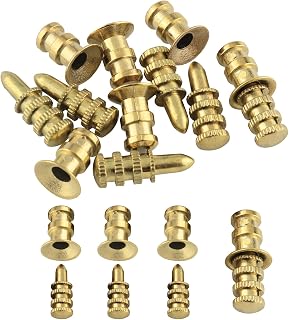 ZZLZX 10Sets Table Bolt Sleeve Connectors, Drawer Connectors Concealed Brass Sleeves, Locator Pin Sets, Zinc Alloy Table Leaf Dowel Pins Latches for Furniture