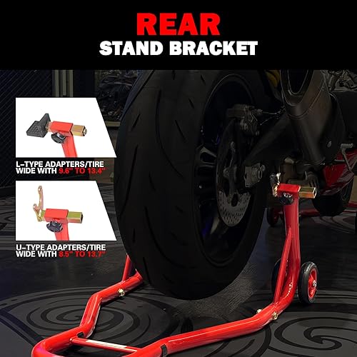 Miniatura 6 de MOTO4U Motocicleta Deportes Bicicleta Soporte Rueda Trasera Basculante Carrete Soporte de elevación Paddock Soportes Universal para Sportbike