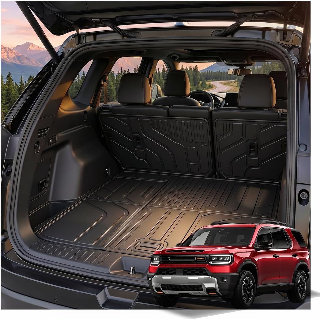 GYGY Cargo Mat Trunk Liner with Backrest Mats, Fit for 2026 Honda Passport, All Weather Waterproof TPE Rear Cargo Tray