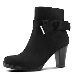 mysoft Womens Booties with Heel Chunky Stacked Heel Zipper Ankle Boots for Ladies