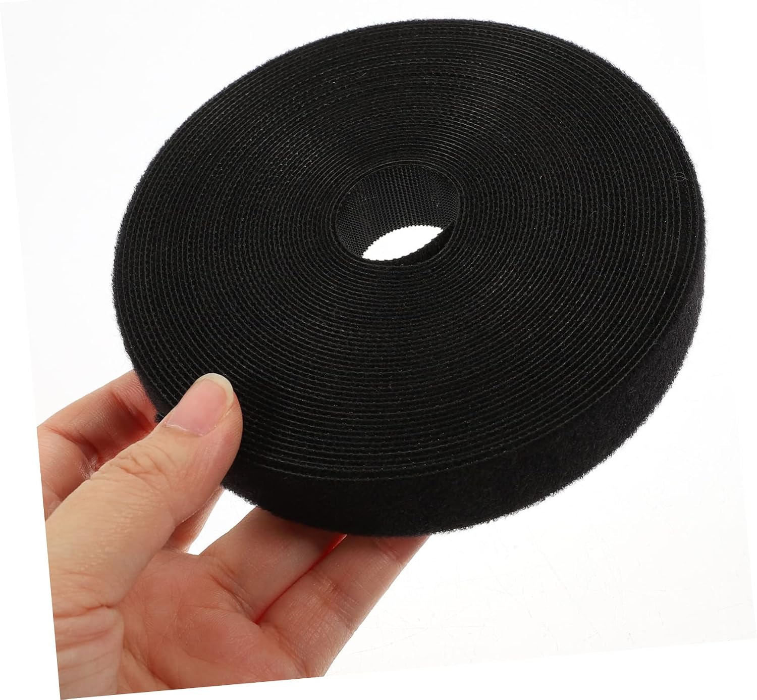 Adhesive Hook and Loop Tape Roll Black 10m Polyester Self