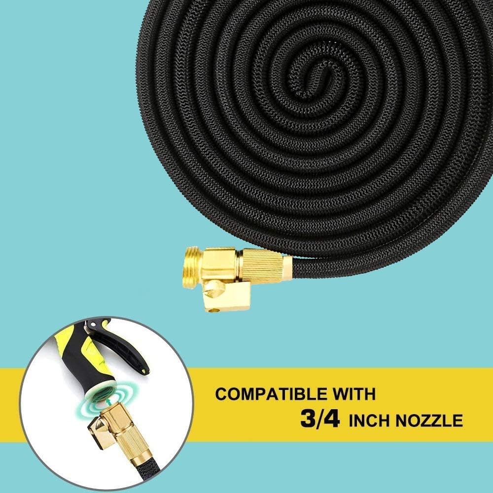 Hermard Expandable Garden Hose 50ft, Flexible Water Hose with Solid Brass Connector, Super Durable Fabric Car Wash Hose, Leakproof Lightweight Expanding Pipe for Watering and Washing…