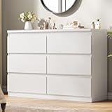 Jocoevol White 6 Drawer Dresser for Bedroom, 15.3