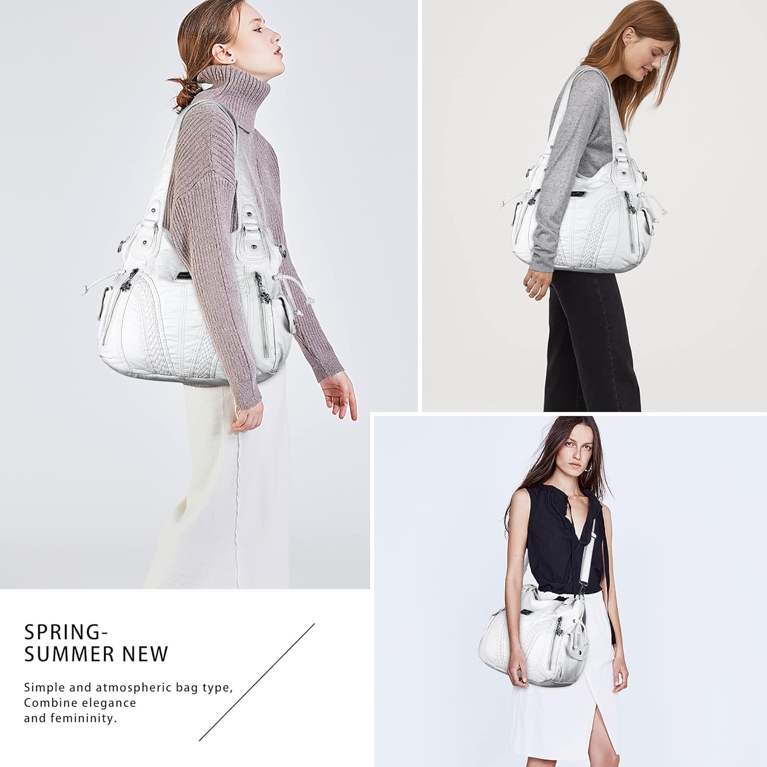 Purses and Handbags Women Fashion Tote Bag Shoulder Bags Top Handle Satchel Purses Washed Synthetic Leather Handbag - Image 2