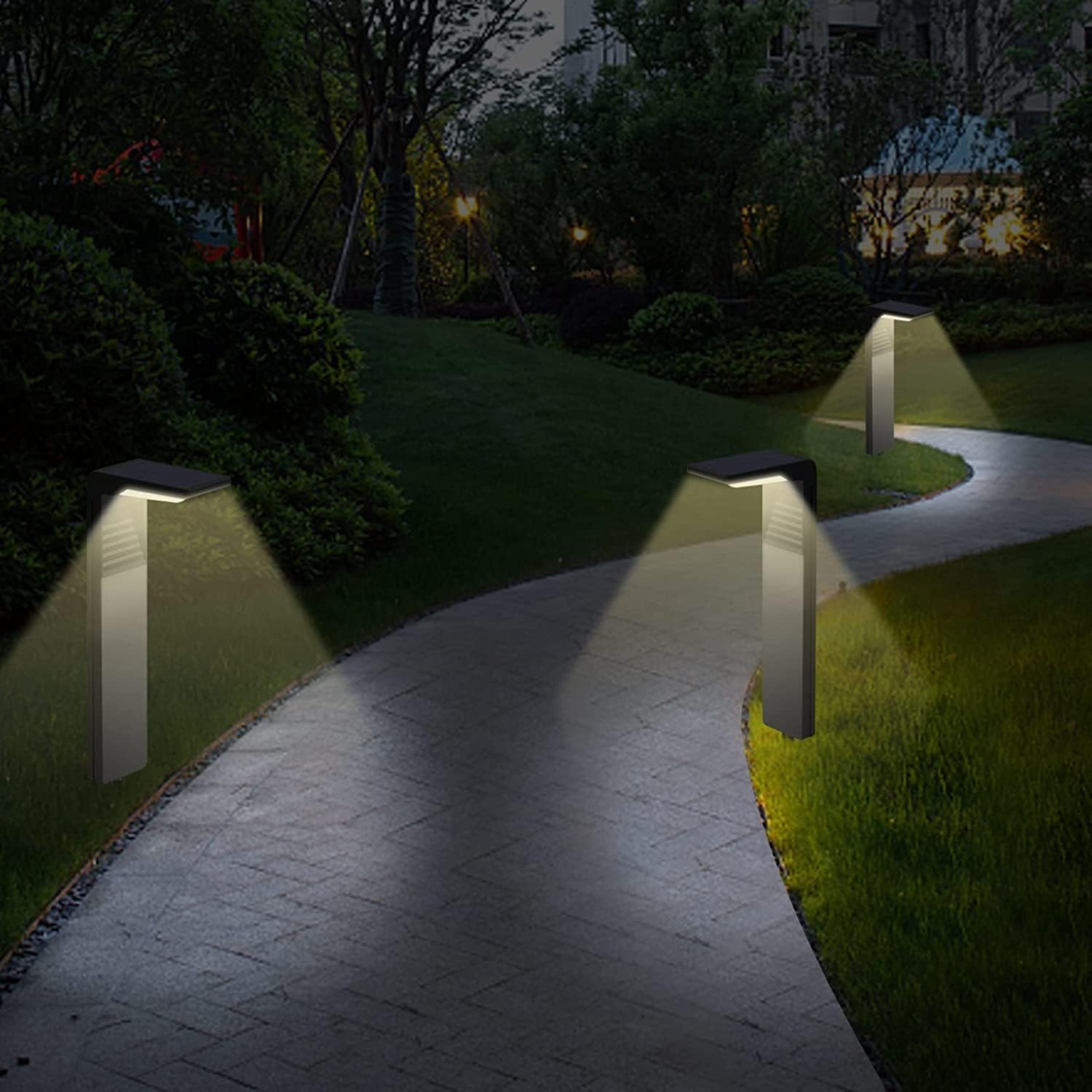 calflux Solar Garden Lights Outdoor,2 Pack LShaped Solar Pathway