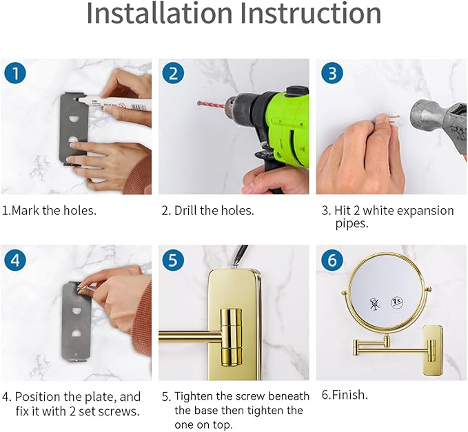 Espejo de Maquillaje Nicesail Dorado 7X Pared miniatura 6