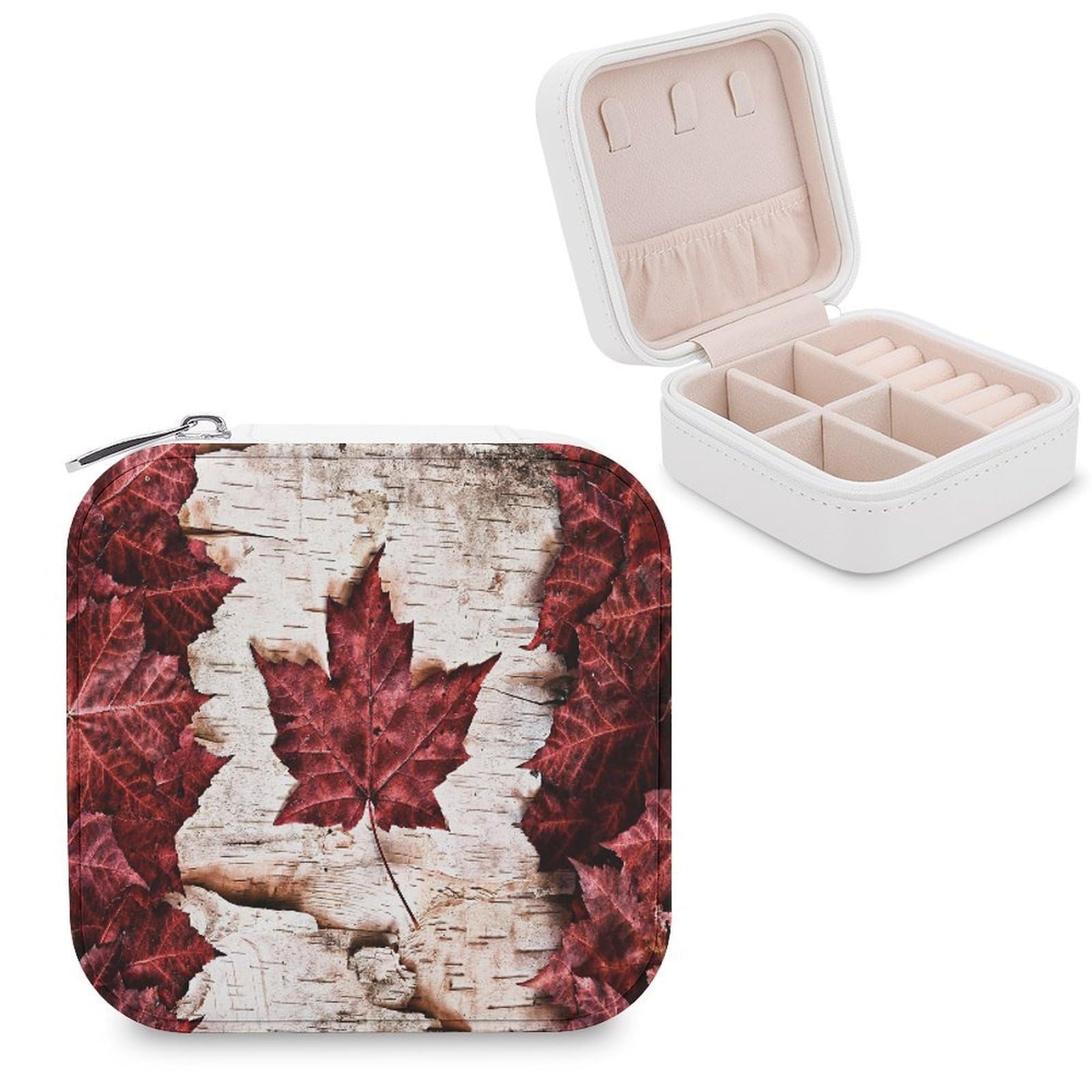 VstaDank Canada Maple Leaf Jewelry Box Beautiful Portable Ring Boxes Cute Large-Capacity Jewelry Case Jewelry Organizer for Mothers Gifts for Earrings Rings Hand Bracelet