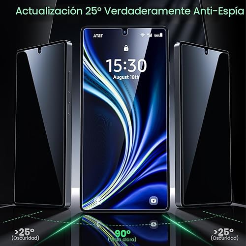 Miniatura 2 de WSKEN Protector de pantalla de privacidad para Samsung Galaxy S25 Ultra - 25 grados antiespía [soporte de desbloqueo de huellas dactilares]