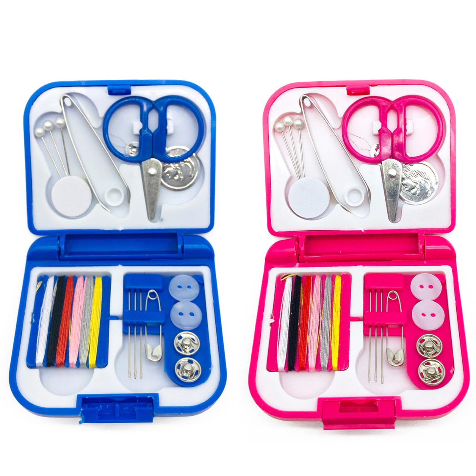 of 2 Colorful Small Sewing Set with Assorted Needle Thread and Scissors for Home Travel Crafting Colorful Needle Case