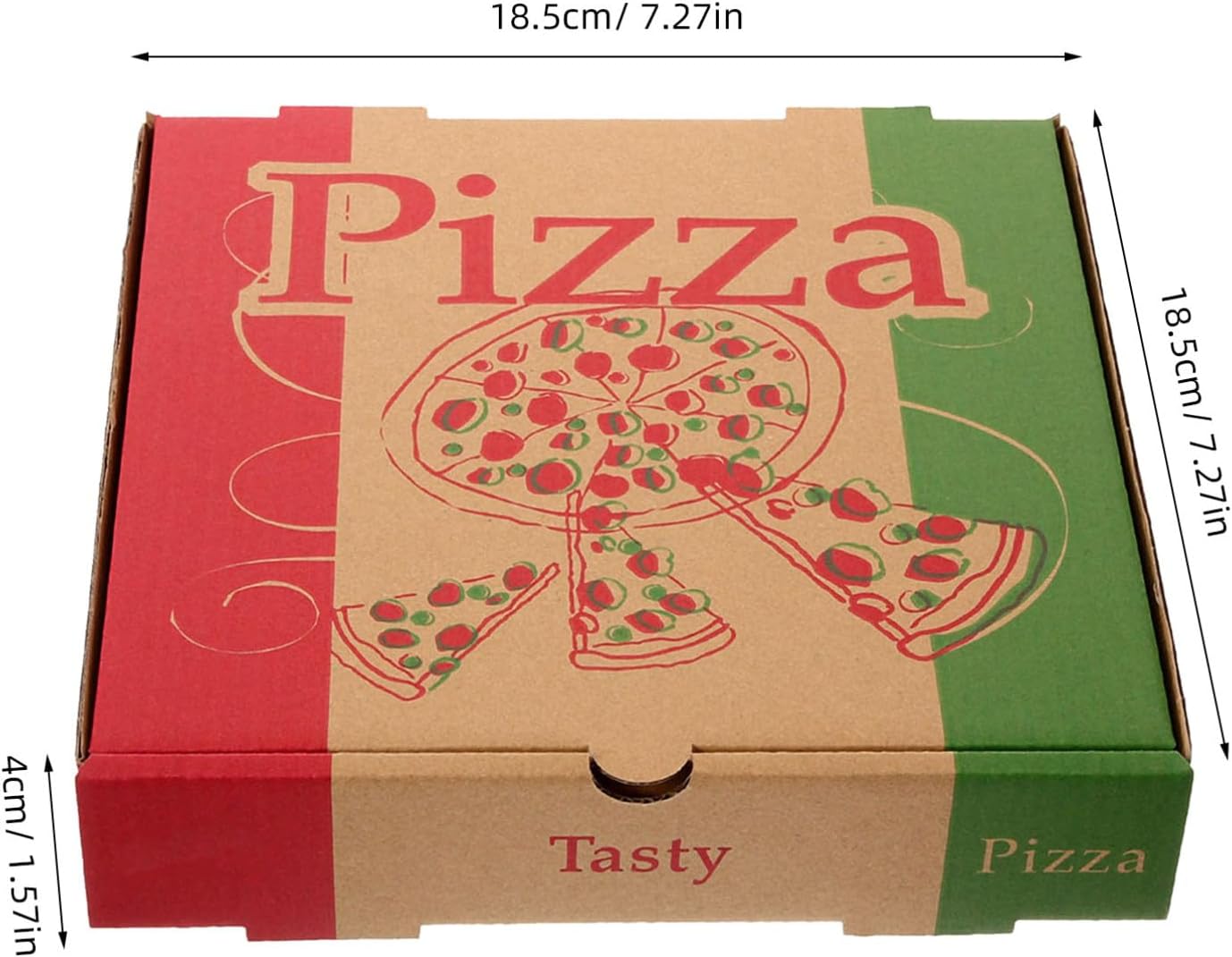 10pcs 7-inch Paper Pizza Boxes Thicken Kraft Takeout Pizza Packaging Containers Foldable Single Storage Boxes for Restaurant and Use