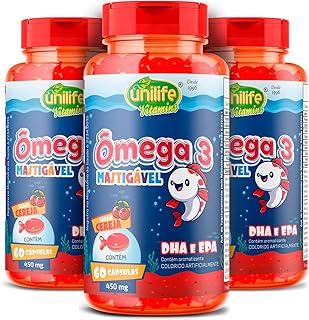 Kit 3 Ômega 3 Kids 500mg Unilife 60 Cápsulas