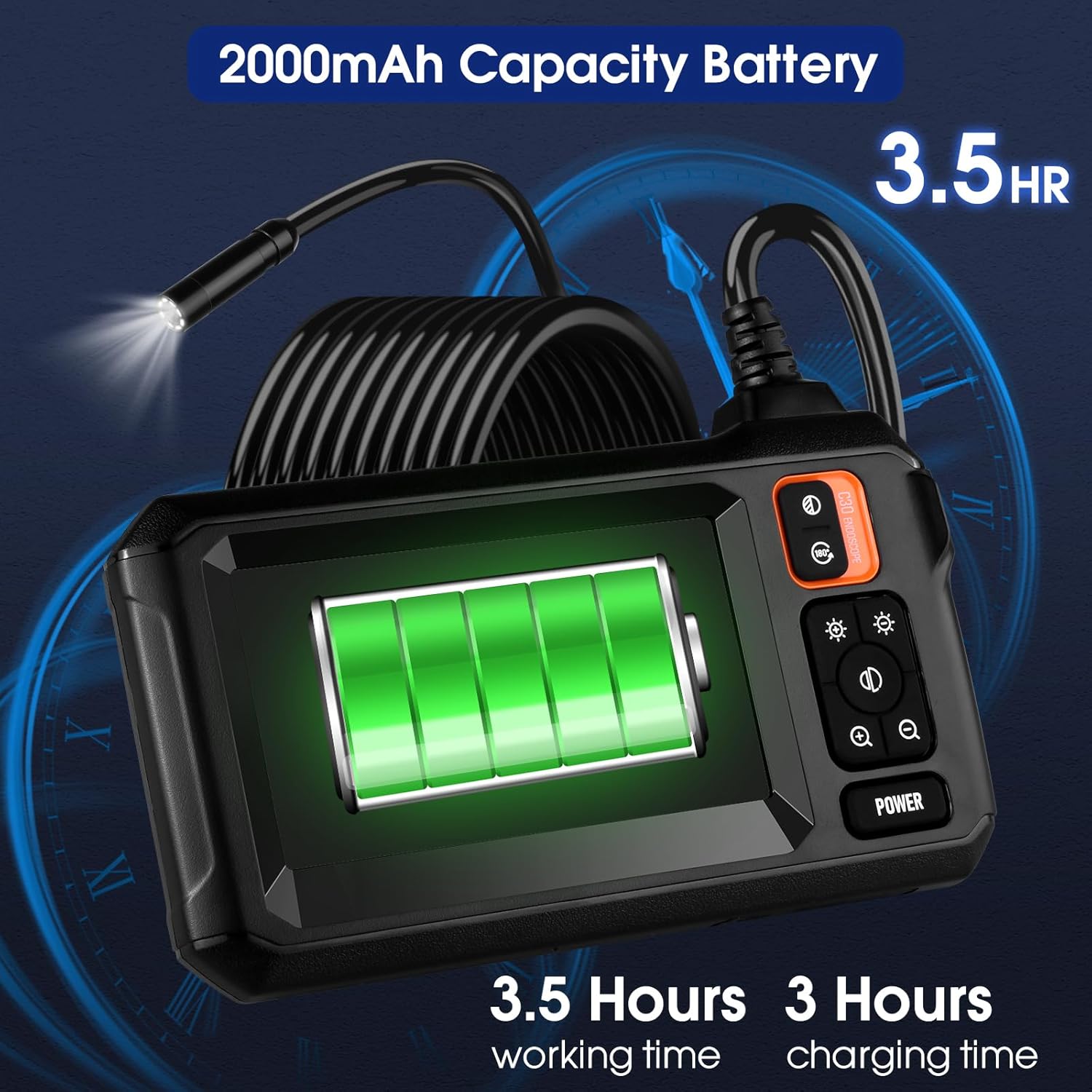 Endoscope Camera with Light, Jebousike 1080P HD Borescope Inspection Camera with 4.3" IPS Screen, 98.4FT Flexible Sewer Camera, IP67 Waterproof Plumbing Snake Camera, Cool Gadgets for Men, Women