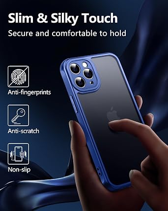 [3 in1 for iPhone 11 Pro Case, [Anti-Yellowing] [Military-Grade Protection] [with 2 pcs Screen Protector] Full-Body Protective Phone Case. (Blue)