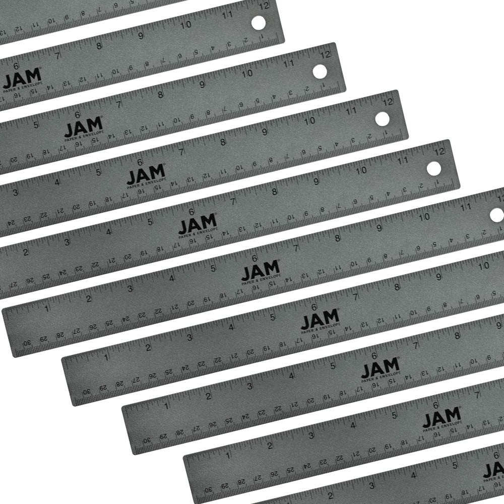 JAM Paper Lineal aus Edelstahl, 30,5 cm Pack of 12 grau
