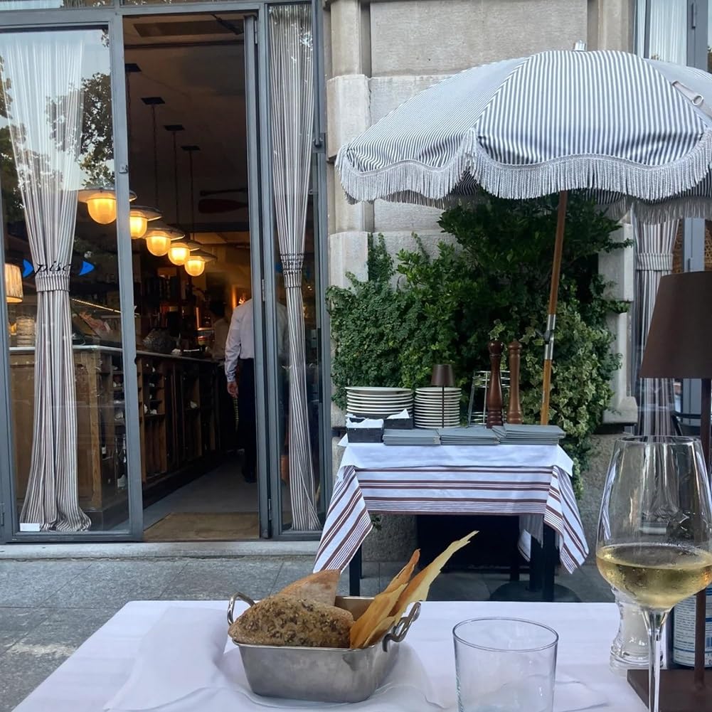 Parasol plażowy z frędzlami, UPF 50+, zewnętrzny parasol tarasowy z nachyleniem guzika, przenośny parasol ogrodowy na trawnik, podwórko, basen i podwórko