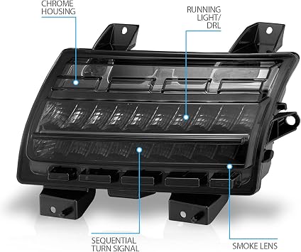 for 2018-2026 Wrangler JL & 20-26 Gladiator JT (Fits Factory Halogen) - Full LED Sequential Turn Signal & Front Fender Parking Light w/Smoked Lens (Pair)