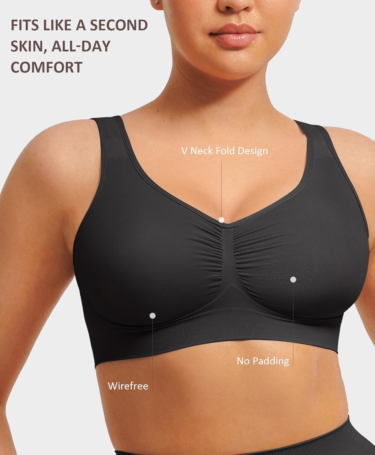 FeelinGirl Bras for Women No Underwire Seamless Smooth Bralette Full Coverage Comfy Everyday Bras with Wide Straps - Image 2