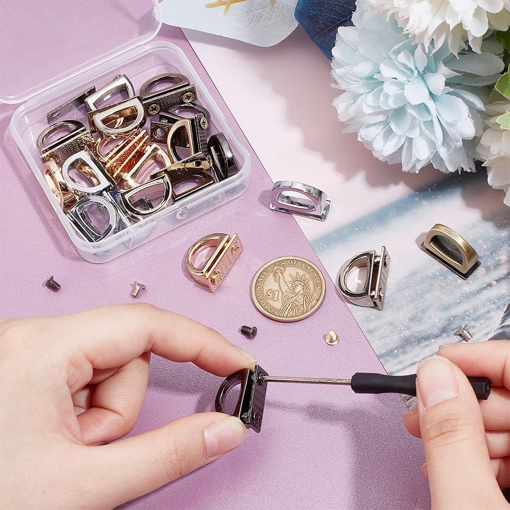 20 Pcs 5 Colors Purse Suspension Clasps, Alloy Bag Connectors with D Ring Bag Connector Anchor Buckles Side Clip Bag Buckle for Leather Accessories Bag Strap Hardware