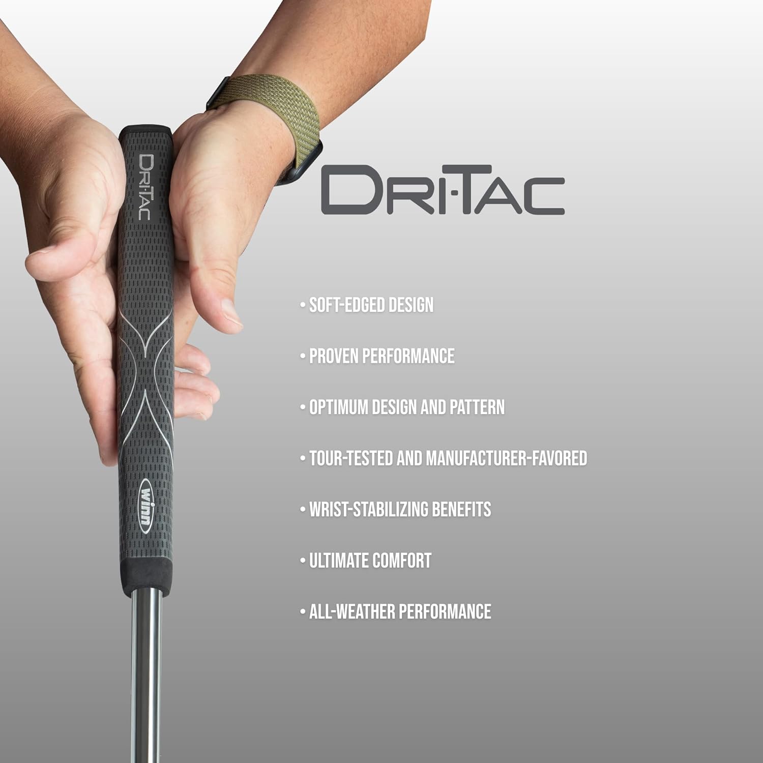 Winn DriTac Lite Jumbo Pistol Putter Golf Grip, Dark Gray