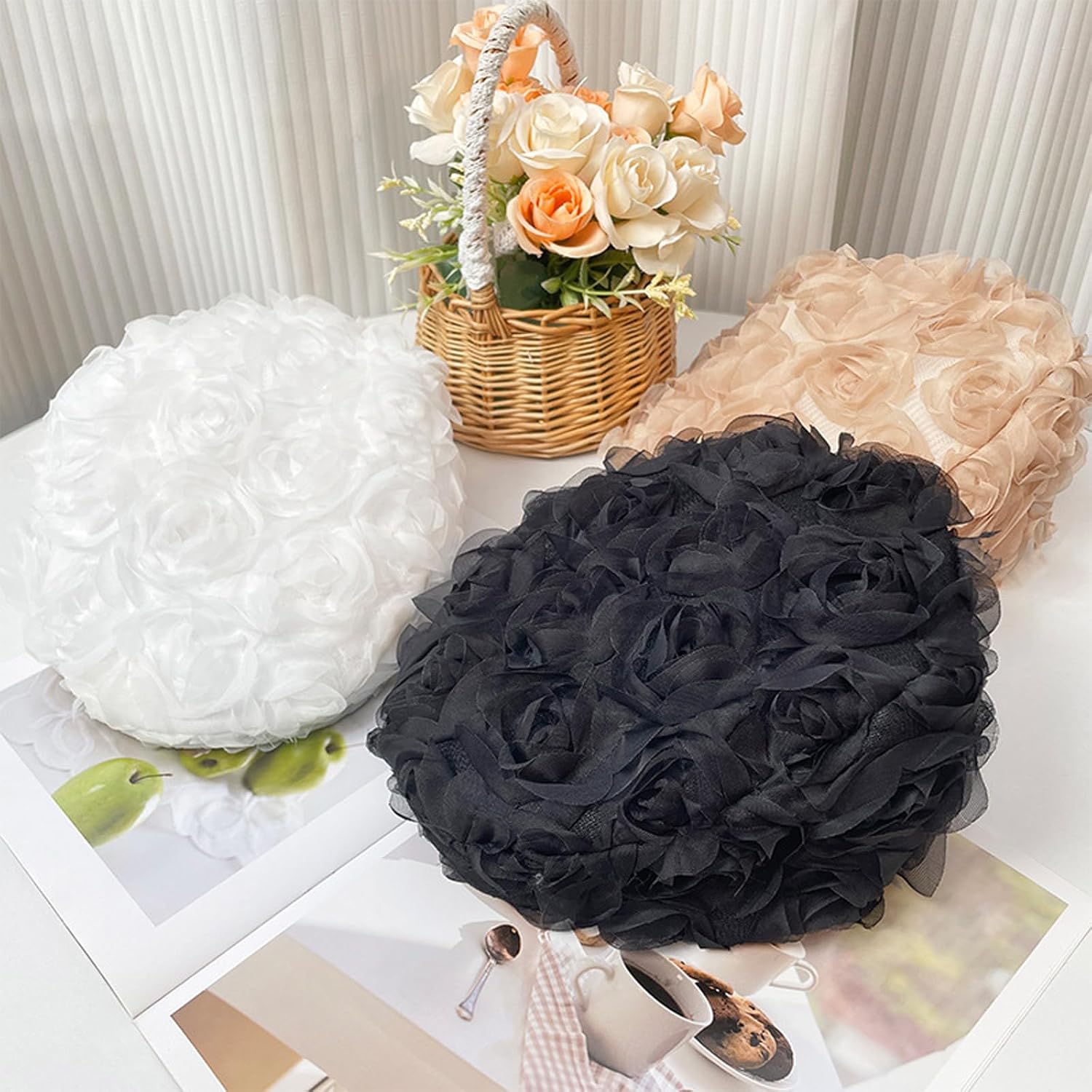 Berets with Rose Design Comfortable Cap Ideal for Dates and Art Hat for Women