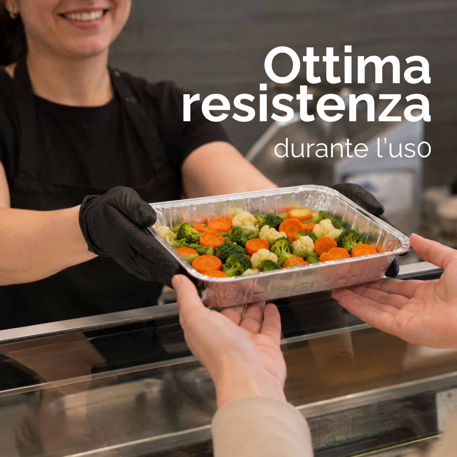 VIRSUS 100 Vaschette in Alluminio R11G Varie Dimensioni porzioni Rettangolari Argentate per Alimenti USA e Getta