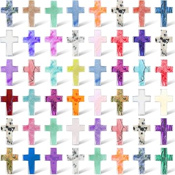 Nuenen 50 Pcs Pocket Worry Cross Stone Halloween Crystal, Small, Fresh