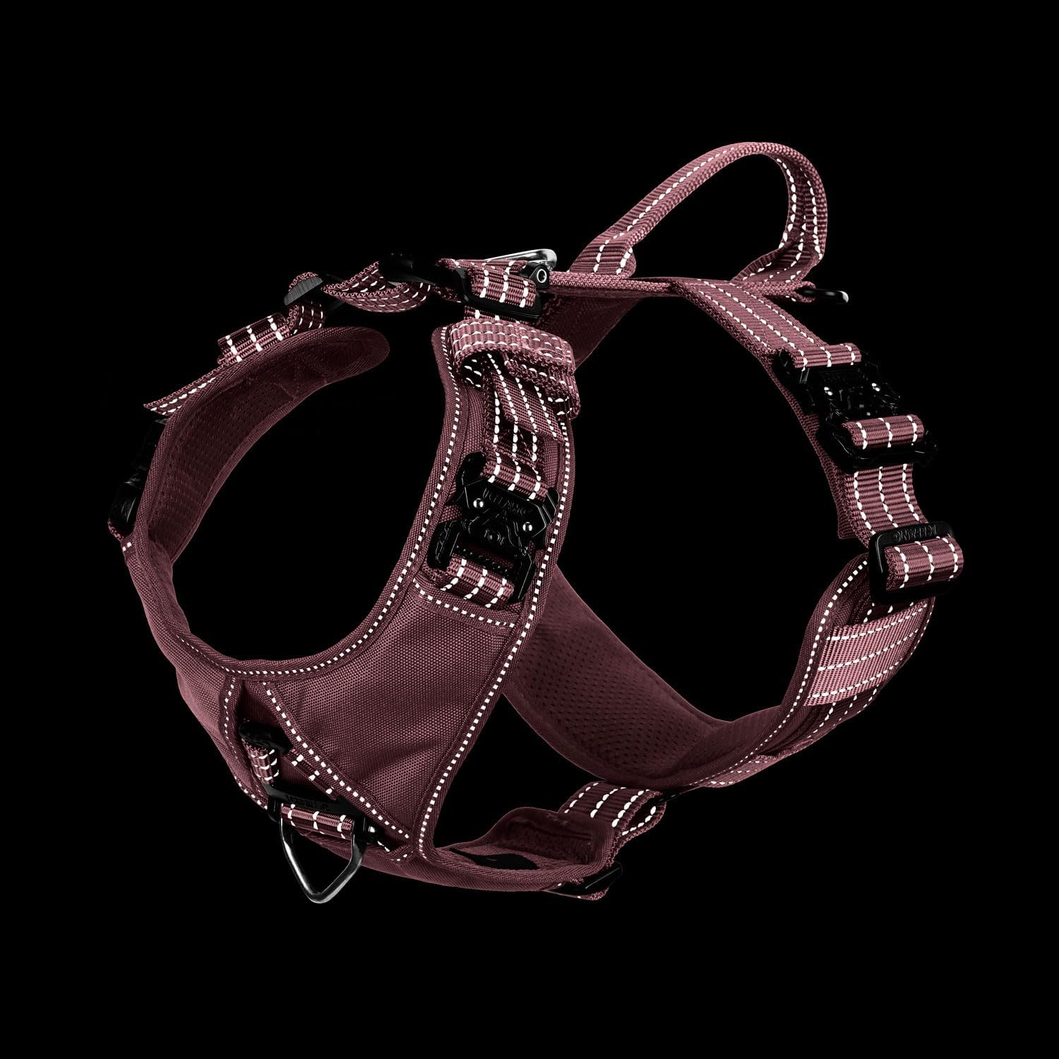 ICEFANG Dog Strap Harness with All-Metal Hardware,for Medium Sized Dog,K9 Vest,Y-Shape Soft Padding,Adjustable Pet Harness,No-Pull Front Leash Clip (Medium (Pack of 1), Pink)