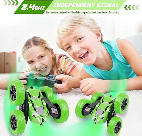 Miniatura 3 de Coche de control remoto, juguetes de autos RC para niños de 6 a 12 años, camión de acrobacias RC de 2.4 GHz con giros de doble cara de 360, carreras