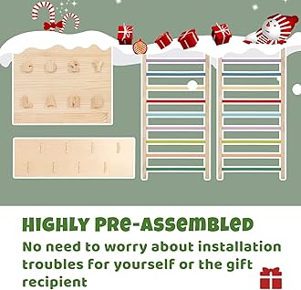 COSYLAND Indoor Playground Jungle Gym Playset for Kids, 7 in 1 Climbing Toys for Toddlers with Slide and Beech Hanging Ring,Quick Installation Sturdy Indoor Climbing Playset for Small Space (Rainbow)