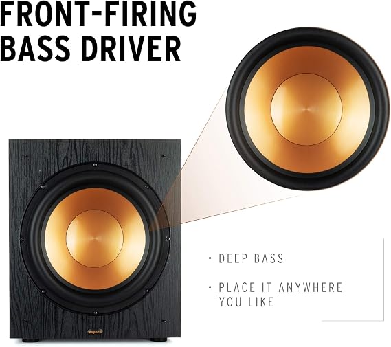 Klipsch Synergy Black Label Sub-120 12 Front-Firing Subwoofer with 200 Watts of continuous & 400 watts of Dynamic Power, and Digital Amplifier for Powerful Home Theater Bass in Black
