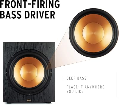 Klipsch Synergy Black Label Sub-120 12 Front-Firing Subwoofer with 200 Watts of continuous & 400 watts of Dynamic Power, and Digital Amplifier for Powerful Home Theater Bass in Black