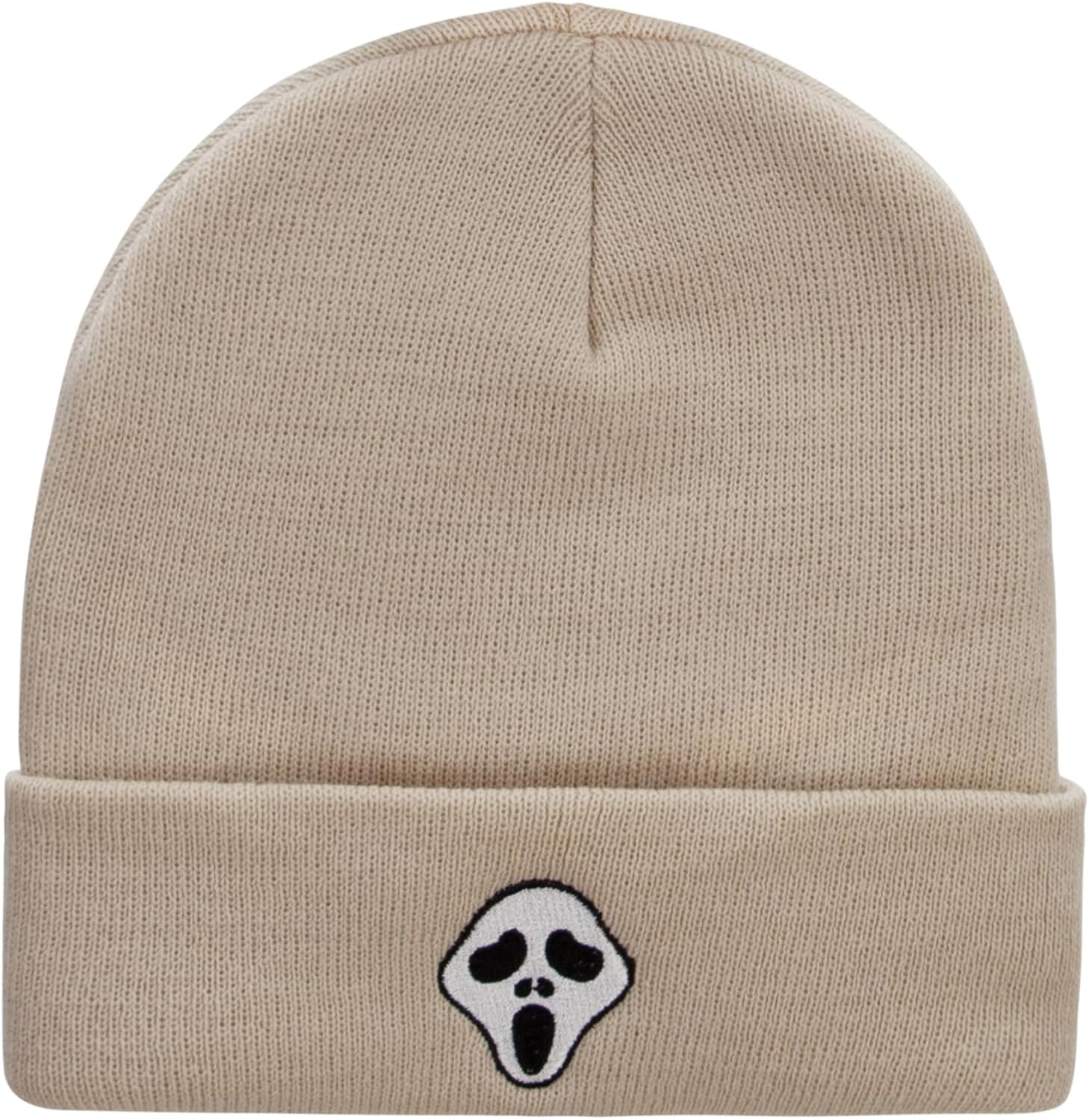 Scary Face Mask Embroidered 12 Inch Long Knitted Beanie