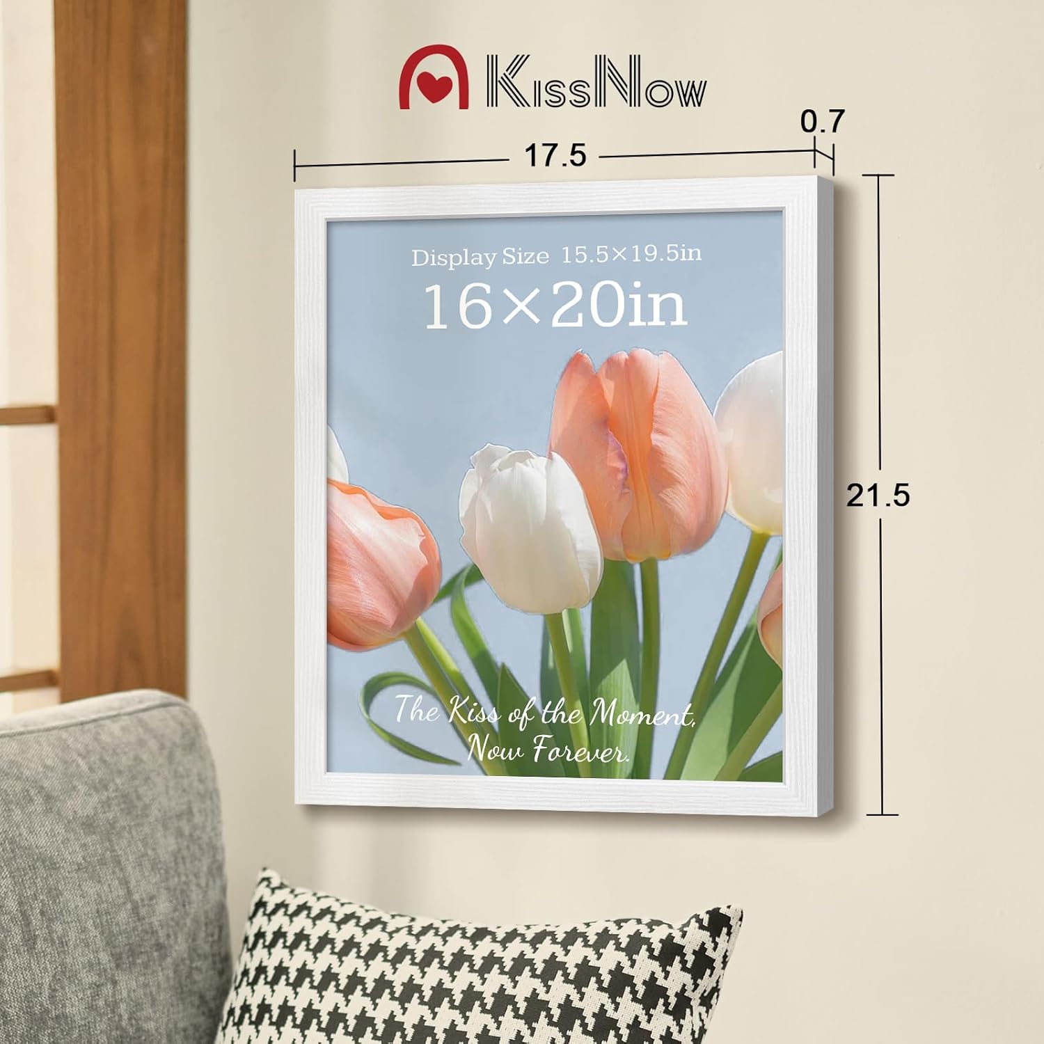 16x20 picture frame 2 pack, textured white solid wood, wall gallery poster frame 2-pack white 16x20