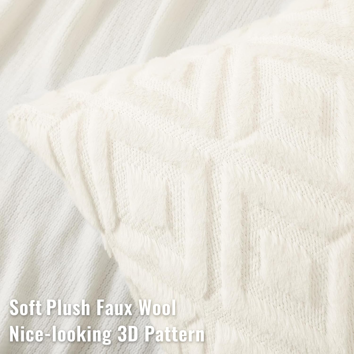 decorUhome Spring Couch Throw Pillow Covers 20x20 Set of 2, Decorative Soft Plush Faux Fur Wool Accent Pillow Covers for Modern Farmhouse Bed Sofa Living Room, Cream White - Image 2